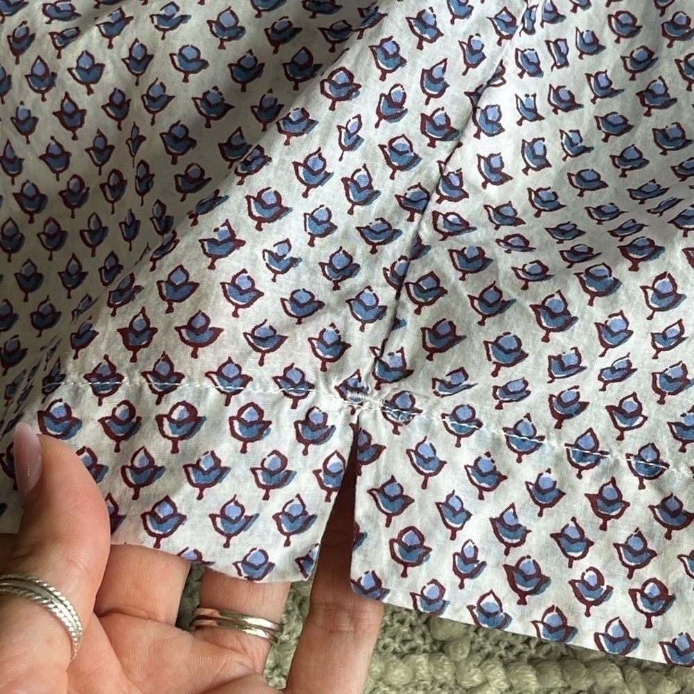 J Crew Floral Paisley Cotton Peasant Top In Bright Periwinkle size 6 - Picture 13 of 16